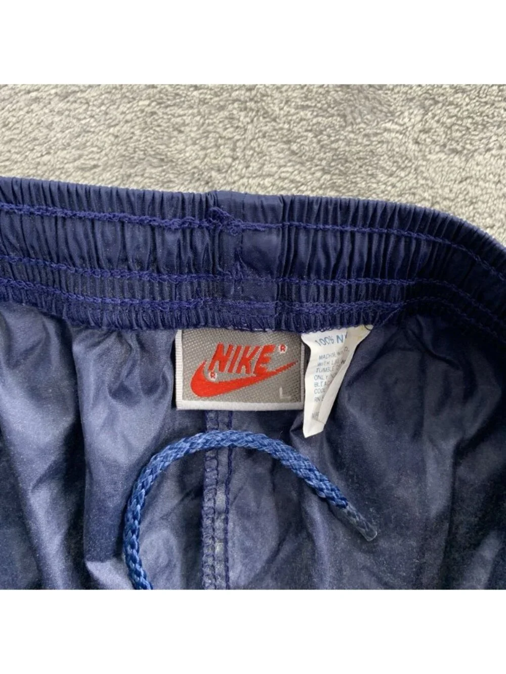 Vintage Nike Track Pants Mens Large Windbreaker Navy Blue Gray Tag 90’s Vented